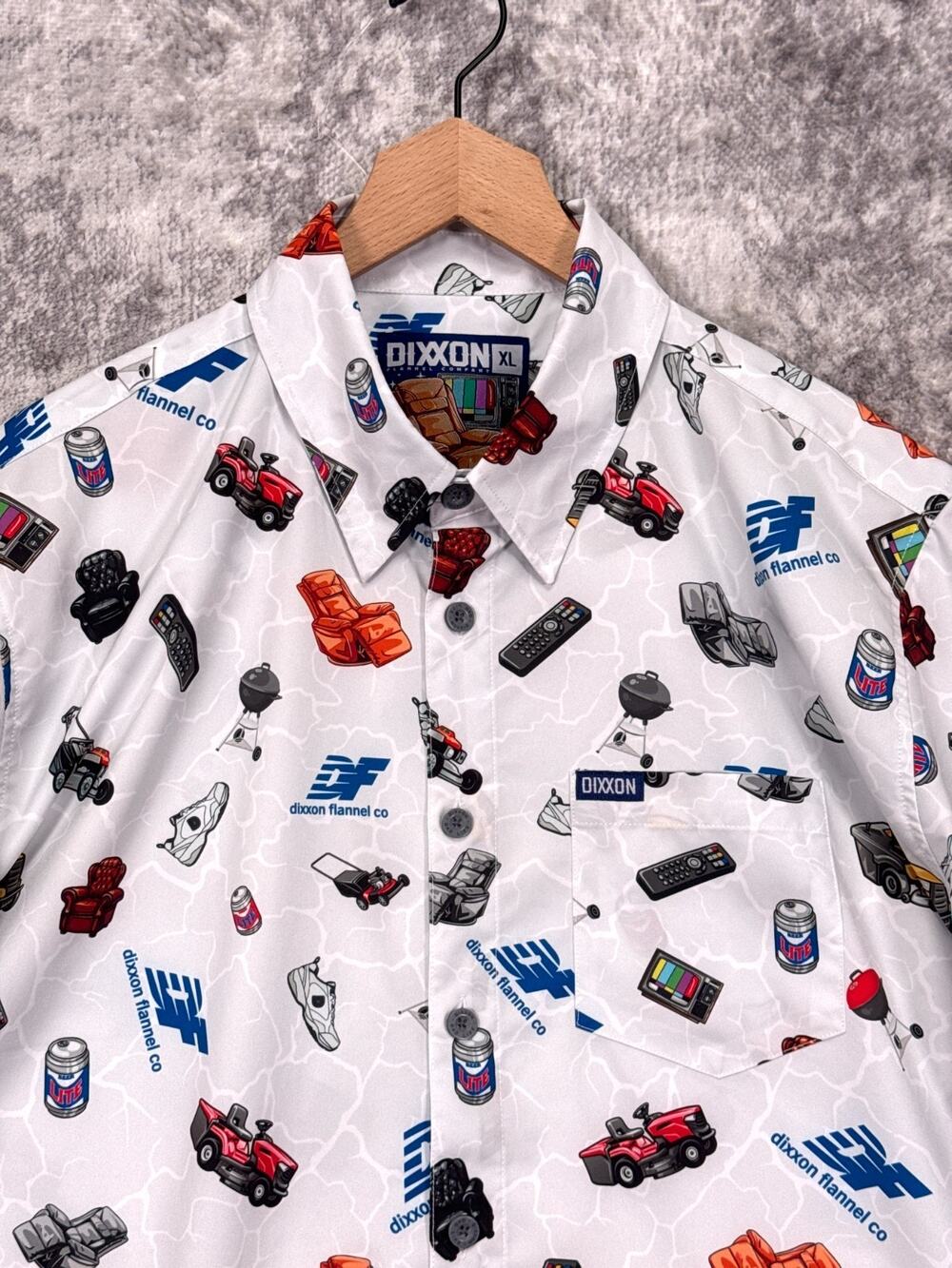 Dixxon Flannel Co Dad Life Party Shirt XL Mens White Short Sleeve D Lite
